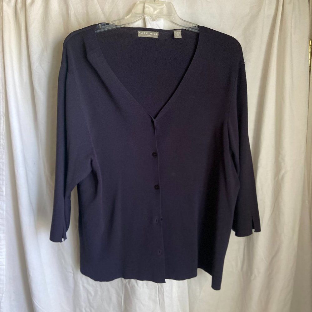 NWT Kate Hill twin set (cardigan + cami) navy blue